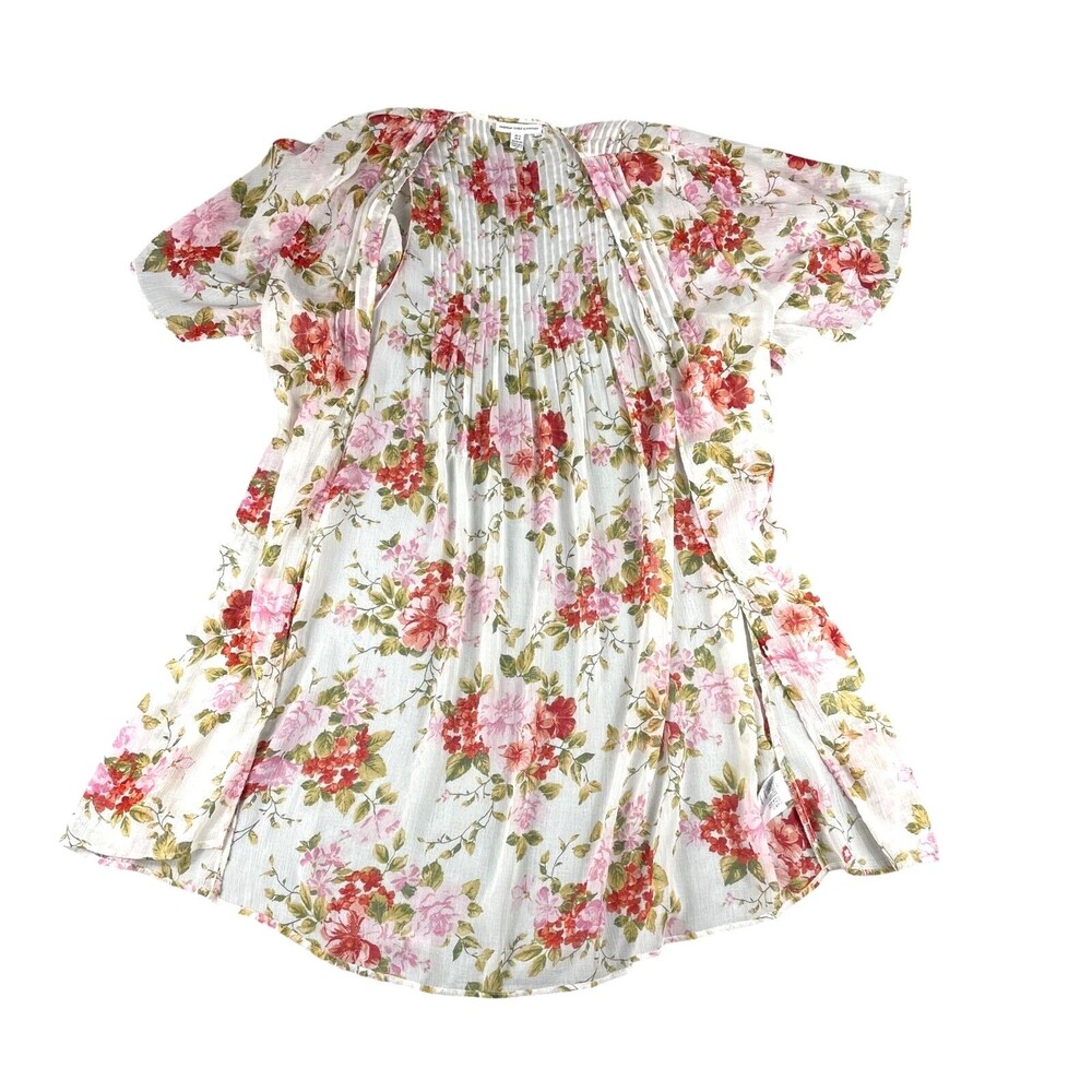 American Eagle Outfitters Top Womens Extra Small White Floral Print Sheer Kimono